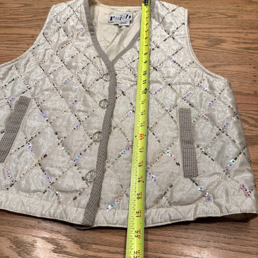 VTG Faith Celia Forrester Embellished Quilted Vest Y2K Art to Wear Size Small - Picture 6 of 7